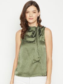 PURYS Women Green Polkadot Regular Top