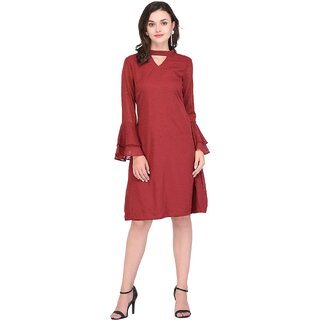 Purys Women Maroon A Line Dress