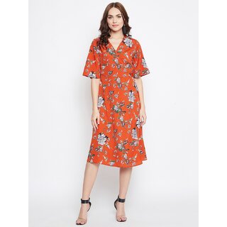 Purys Women Orange Wrap Dress