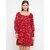 Purys Women Red A Line Dress