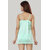 Women Fashionable Nightwear Set of Two, Nighty & Thong, Solid Satin Light Green - S