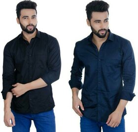 Baleshwar Men Multicolor Solid Slim Fit Casual Shirt (Pack of 2 Shirt)