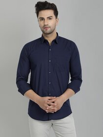 Baleshwar Men Dark Blue Solid Regular Fit Casual Shirt