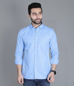 Baleshwar Men Light Blue Solid Regular Fit Casual Shirt