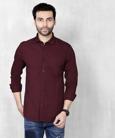 Baleshwar Men Maroon Solid Regular Fit Casual Shirt