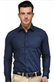Baleshwar Men Dark Blue Solid Regular Fit Casual Shirt