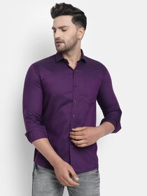 Baleshwar Men Purple Solid Slim Fit Casual Shirt