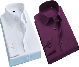 Baleshwar Men White Solid Casual Shirt (Pack of 2 )