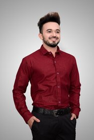 Baleshwar Men Wine Red Solid Formal Shirt (Pack of 1 )