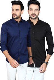 Baleshwar Men Black Solid Casual Shirt (Pack of 2 )