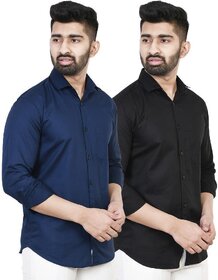 Baleshwar Men Black Solid Casual Shirt (Pack of 2)