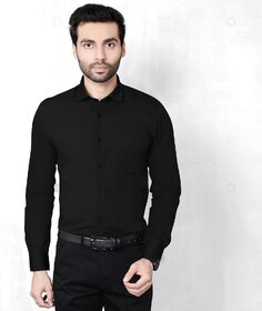 Baleshwar Men Black Solid Formal Shirt (Pack of 1 )