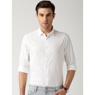 Baleshwar Men White Solid Regular Fit Formal Shirt
