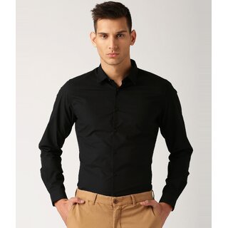 Baleshwar Men Black Solid Regular Fit Formal Shirt