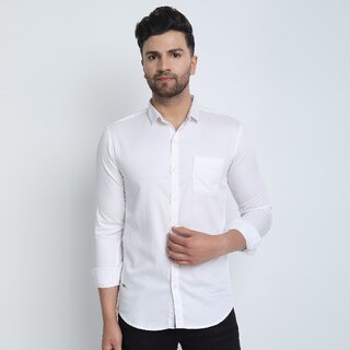 Baleshwar Men White Solid Regular Fit Formal Shirt