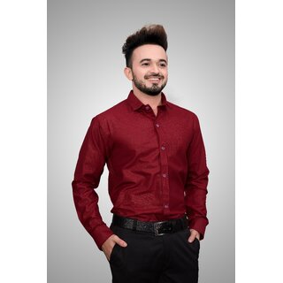 Baleshwar Men Wine Red Solid Formal Shirt (Pack of 1 )