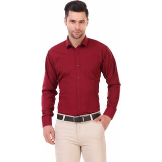 BALESHWAR Men Maroon Solid Regular Fit Formal Shirt