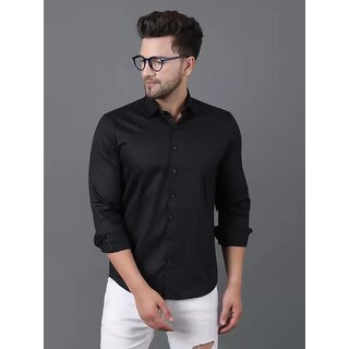 Baleshwar Men Black Solid Formal Shirt (Pack of 1 )