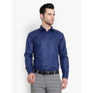 Baleshwar Men Dark Blue Solid Slim Fit Formal Shirt