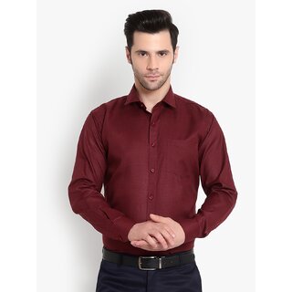 Baleshwar Men Maroon Solid Formal Shirt (Pack of 1 )
