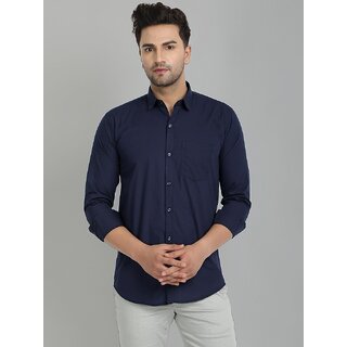 Baleshwar Men Navy Solid Formal Shirt (Pack of 1 )