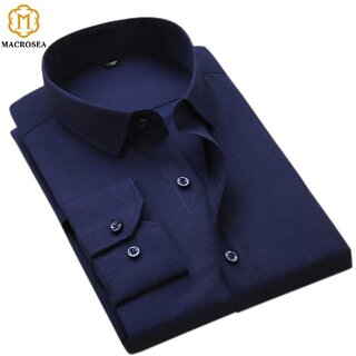 Baleshwar Men Navy Solid Formal Shirt (Pack of 1 )