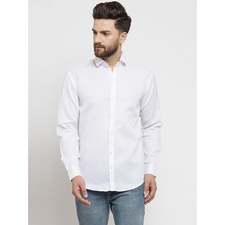 Baleshwar Men White Solid Casual Shirt (Pack of 1 )