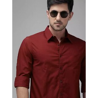 Baleshwar Men Maroon Solid Formal Shirt (Pack of 1 )