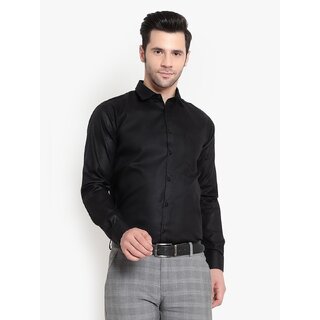 Baleshwar Men Black Solid Formal Shirt (Pack of 1 )