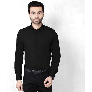 Baleshwar Men Black Solid Formal Shirt (Pack of 1 )