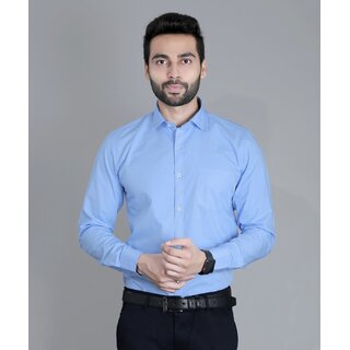 Baleshwar Men Sky Blue Solid Formal Shirt (Pack of 1 )