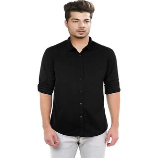 Baleshwar Men Black Solid Casual Shirt (Pack of 1 )