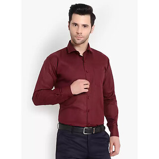 Baleshwar Men Maroon Solid Regular Fit Casual Shirt