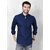 Baleshwar Men Dark Blue Solid Regular Fit Casual Shirt