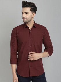 Baleshwar Men Maroon Solid Regular Fit Casual Shirt