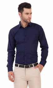 Baleshwar Men Blue Solid Formal Shirt (Pack of 1 )