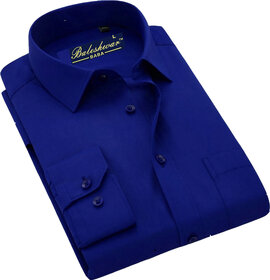 Baleshwar Men Blue Solid Formal Shirt (Pack of 1)