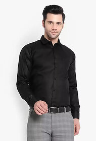Baleshwar Men Black Solid Formal Shirt (Pack of 1)