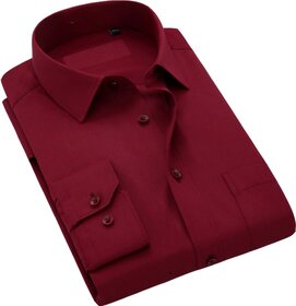 Baleshwar Men Maroon Solid Formal Shirt (Pack of 2)