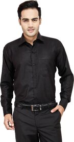 Baleshwar Men Black Solid Formal Shirt (Pack of 1)