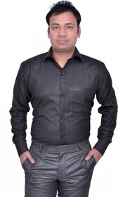 Baleshwar Men Black Solid Formal Shirt (Pack of 1)