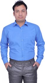 Baleshwar Men Blue Solid Formal Shirt (Pack of 2)
