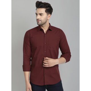 Baleshwar Men Maroon Solid Regular Fit Casual Shirt