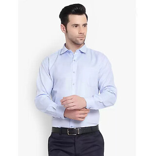 Baleshwar Men Blue Solid Formal Shirt (Pack of 1)
