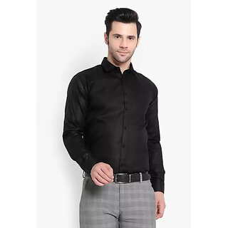 Baleshwar Men Black Solid Formal Shirt (Pack of 1)