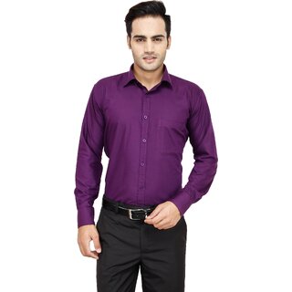 Baleshwar Men Purple Solid Formal Shirt (Pack of 1)