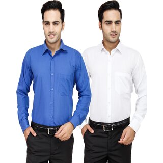 Baleshwar Men Blue Solid Formal Shirt (Pack of 2)