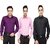 Baleshwar Men Multicolor Solid Formal Shirt (Pack of 3)
