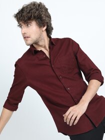 Baleshwar Mens Maroon Slim Fit Casual Shirt (Pack of 1)