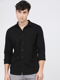 Baleshwar Mens Black Slim Fit Casual Shirt (Pack of 1)